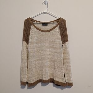 Wooden Ships cream brown knit sweater long sleeve size small medium